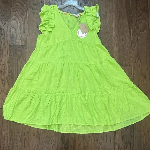 Umgee | Dresses | Nwt Umgee Lime Green Dress With Ruffles Size Large |  Poshmark